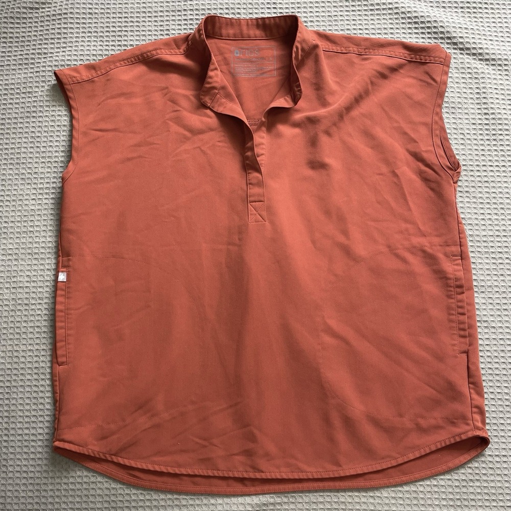 Figs Rafaela Burnt Orange Scrub Top Small Womens Oversized Autumn